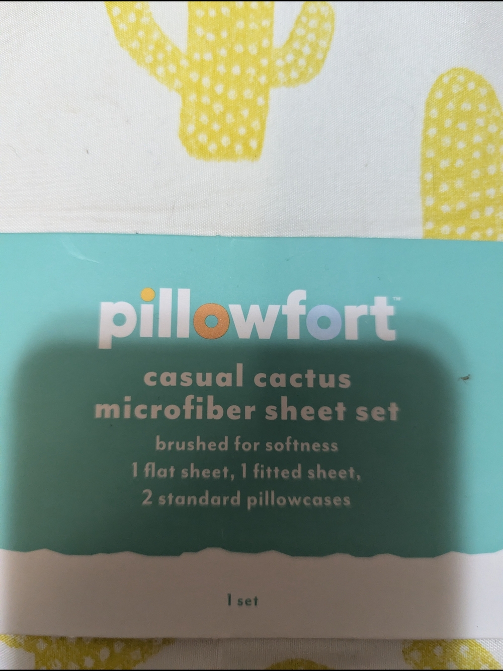 pillowfort Casual Cactus Microfiber Sheet Set - Yellow Cactus Print